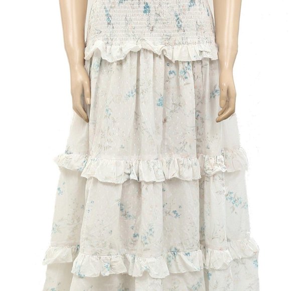 Saylor Altea Smocked Floral Printed Cotton Midi Dress Ruffle Tiered S New - Picture 8 of 11